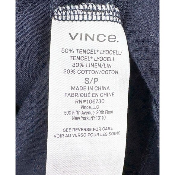 Vince Linen Blend Navy Blue Long Sleeve Shirt Blouse, Small - Picture 6 of 6